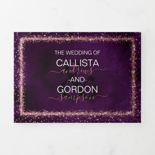 Violet Roos Gold Sprinkled Confetti Detail RSVP Drieluik Uitnodiging (Cover)