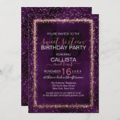 Violet Roos Gold Sprinkled Confetti Sweet 16 Kaart (Voorkant / Achterkant)