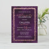 Violet Roos Gold Sprinkled Confetti Verjaardag Kaart (Staand voorkant)