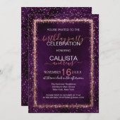 Violet Roos Gold Sprinkled Confetti Verjaardag Kaart (Voorkant / Achterkant)