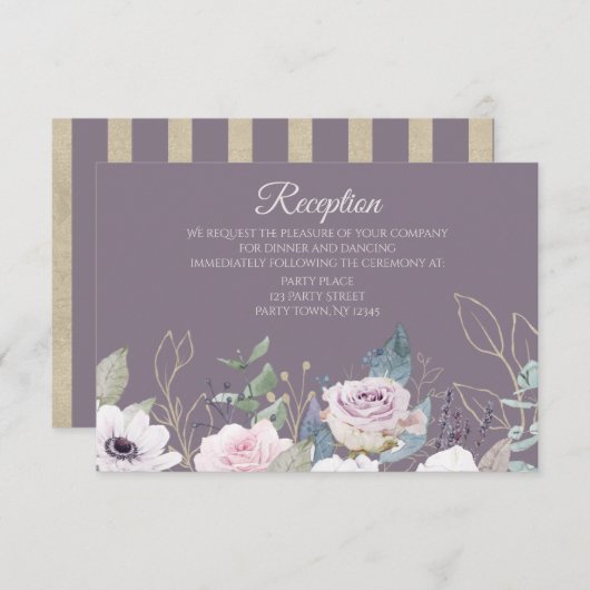 Violet Roos Gold Waterverf Ontvangen Kaart (Voorkant / Achterkant)