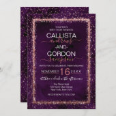 Violet Roos goudbesproeide Confetti bruiloft Kaart (Voorkant / Achterkant)