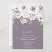 Violet Roos Gouden BLADEREN Bloemen Bruiloft Kaart (Voorkant)