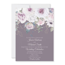 Violet Roos Gouden BLADEREN Bloemen Bruiloft Kaart