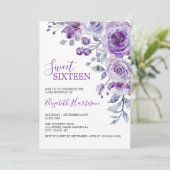 Violet Roos Greenery Bloemen Verjaardag Kaart (Staand voorkant)