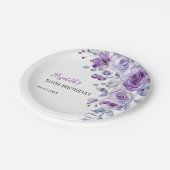 Violet Roos Greenery Bloemen Verjaardag Papieren Bordje (Gekanteld)