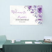 Violet Roos Greenery Bloemen Verjaardag Welkom Spandoek (Beurs)