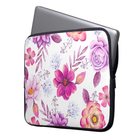 Violet roos laptop sleeve (Voorkant Links)