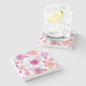 Violet roos stenen onderzetter (Zijkant)