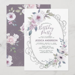 Violet Rose Bloemige Verjaardagsfeest Kaart