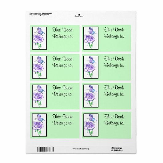 Violet Rose Book Ownership Label (Full Sheet)