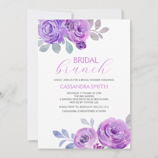 Violet Rose Bruidsontbijt Shower Kaart (Voorkant)
