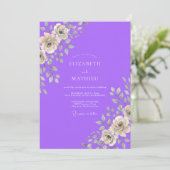 Violet Rose Bruiloft Kaart (Staand voorkant)