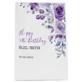 Violet Rose Greenery Floral Birthday  Medium Cadeauzakje (Voorkant)