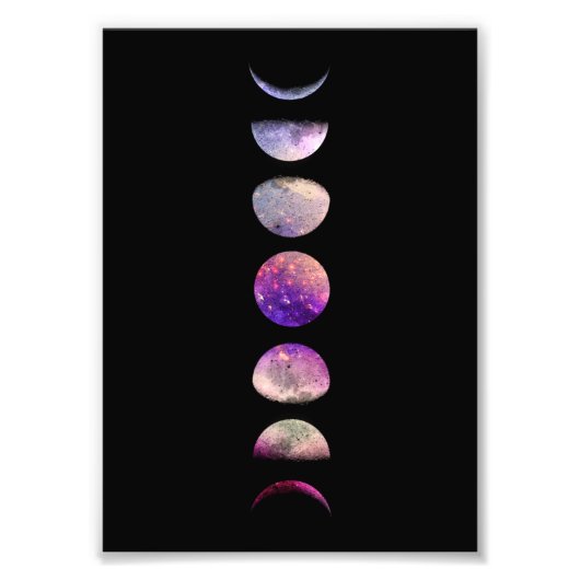 Violet Rose Moon Phases Art Print Foto Afdruk (Voorkant)