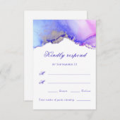 Violet Roze Abstracte bruiloft RSVP-kaart RSVP Kaartje (Voorkant / Achterkant)
