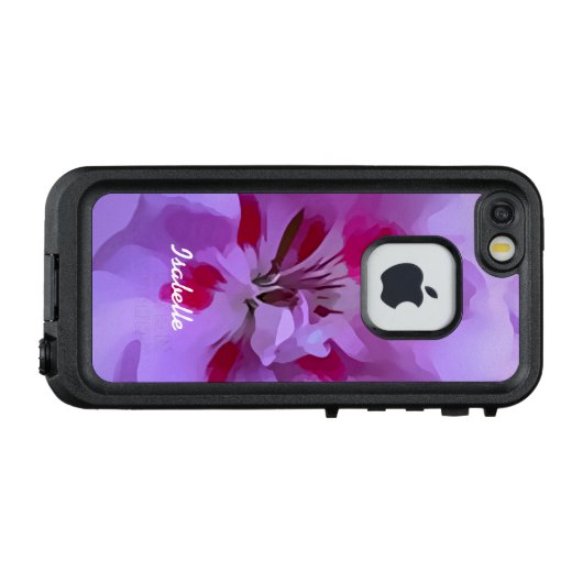 Violet roze Abstracte Hibiscus Flower Personalized LifeProof iPhone Hoesje (Achterkant (horizontaal))