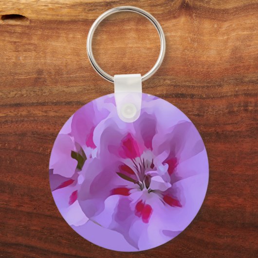 Violet Roze Abstracte Hibiscus Flower Sleutelhanger (Voorkant)