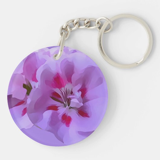 Violet Roze Abstracte Hibiscus Flower Sleutelhanger (Achterkant)