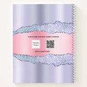 Violet roze agaat marmer naam notitieboek (Achterkant)