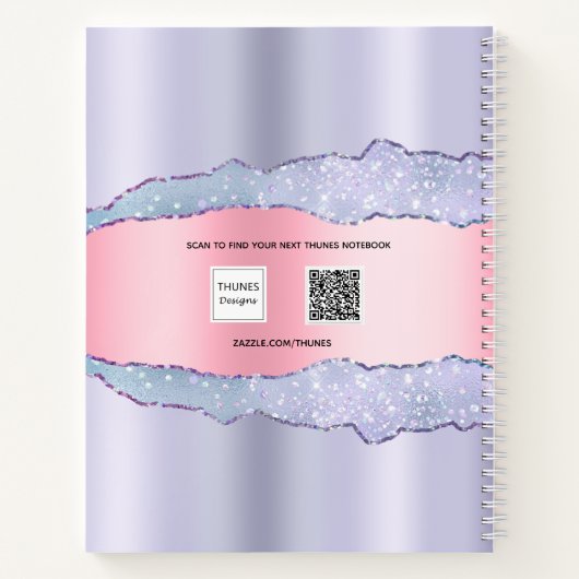 Violet roze agaat marmer naam notitieboek (Achterkant)