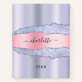 Violet roze agaat marmer naam notitieboek (Voorkant)
