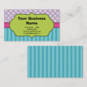 Violet, roze, blauw, pooldots en strepen. visitekaartje (Voorkant / Achterkant)