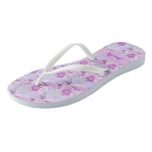 Violet roze bloemen roos naam script teenslippers (Schuin)