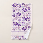 Violet Roze Indigo Bloem Doodle Monogrammed Bad Handdoek (Handdoek)