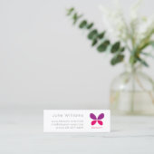 Violet roze minimalistische moderne BUTTERFLY Logo Mini Visitekaartje (Staand voorkant)