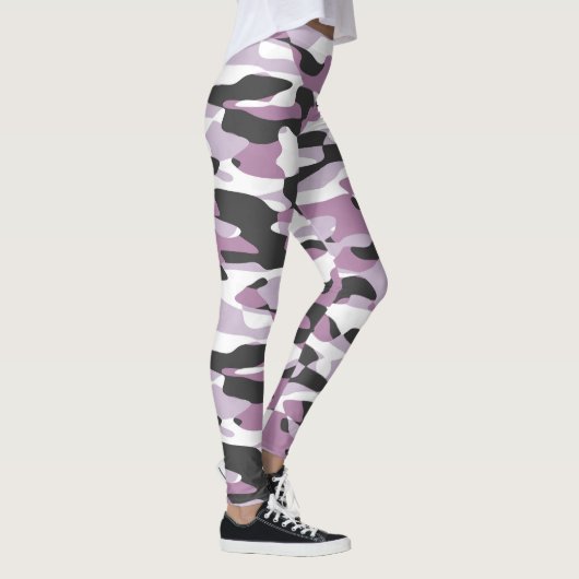 Violet roze Paars grijs wit Camouflage Patroon Leggings (Rechts)