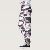 Violet roze Paars grijs wit Camouflage Patroon Leggings (Links)