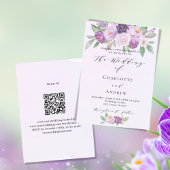 Violet roze paarse bloemen rozen QR RSVP bruiloft Kaart