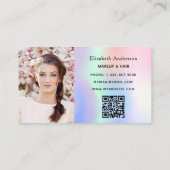 Violet roze paarse holografische qr code foto klantenkaartje (Achterkant)