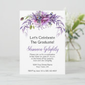 Violet Roze Paarse Wildflower Graduation Party Kaart (Staand voorkant)