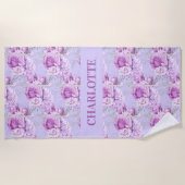 Violet roze roze roze bloemen strandlaken (Voorkant)