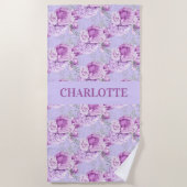 Violet roze roze roze bloemen strandlaken (Voorkant)