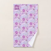 Violet roze roze rozenbloemen monogram bad handdoek (Handdoek)