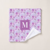 Violet roze roze rozenbloemen monogram bad handdoek (Wasdoekje)