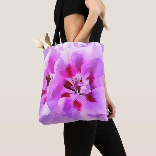 Violet roze Waterverf Hibiscus Tote Bag (Dichtbij)