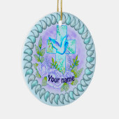 Violet Rozen Christelijk kruis Keramisch Ornament (Rechts)