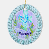 Violet Rozen Christelijk kruis Keramisch Ornament (Links)