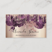 Violet Rozen Glitter Drift Logo Event Planner Visitekaartje (Voorkant)