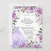 Violet Rozen Jurk Sequins Sweet 16 Kaart (Voorkant)