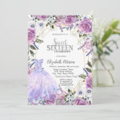 Violet Rozen Jurk Sequins Sweet 16 Kaart (Staand voorkant)