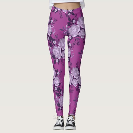 Violet Rozen Patroon Leggings (Voorkant)