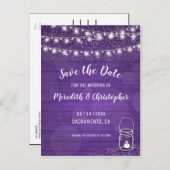 Violet Rustic Mason Jar Wedding Save the Date Aankondigingskaart (Voorkant / Achterkant)