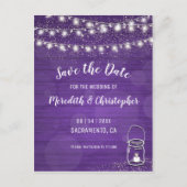 Violet Rustic Mason Jar Wedding Save the Date Aankondigingskaart (Voorkant)