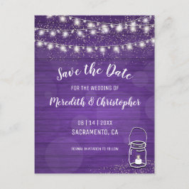 Violet Rustic Mason Jar Wedding Save the Date Aankondigingskaart