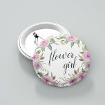Violet & Sage Bloemenmeisje Ronde Button 5,7 Cm<br><div class="desc">Identificeer de hoofdrolspelers op je vrijgezellenfeest met onze elegante,  liefdevolle glazen florale knoppen. Button heeft roze en violette paarse waterverf bloemen en groene bladeren,  met "bloemmeisje" in kalligrafie.</div>